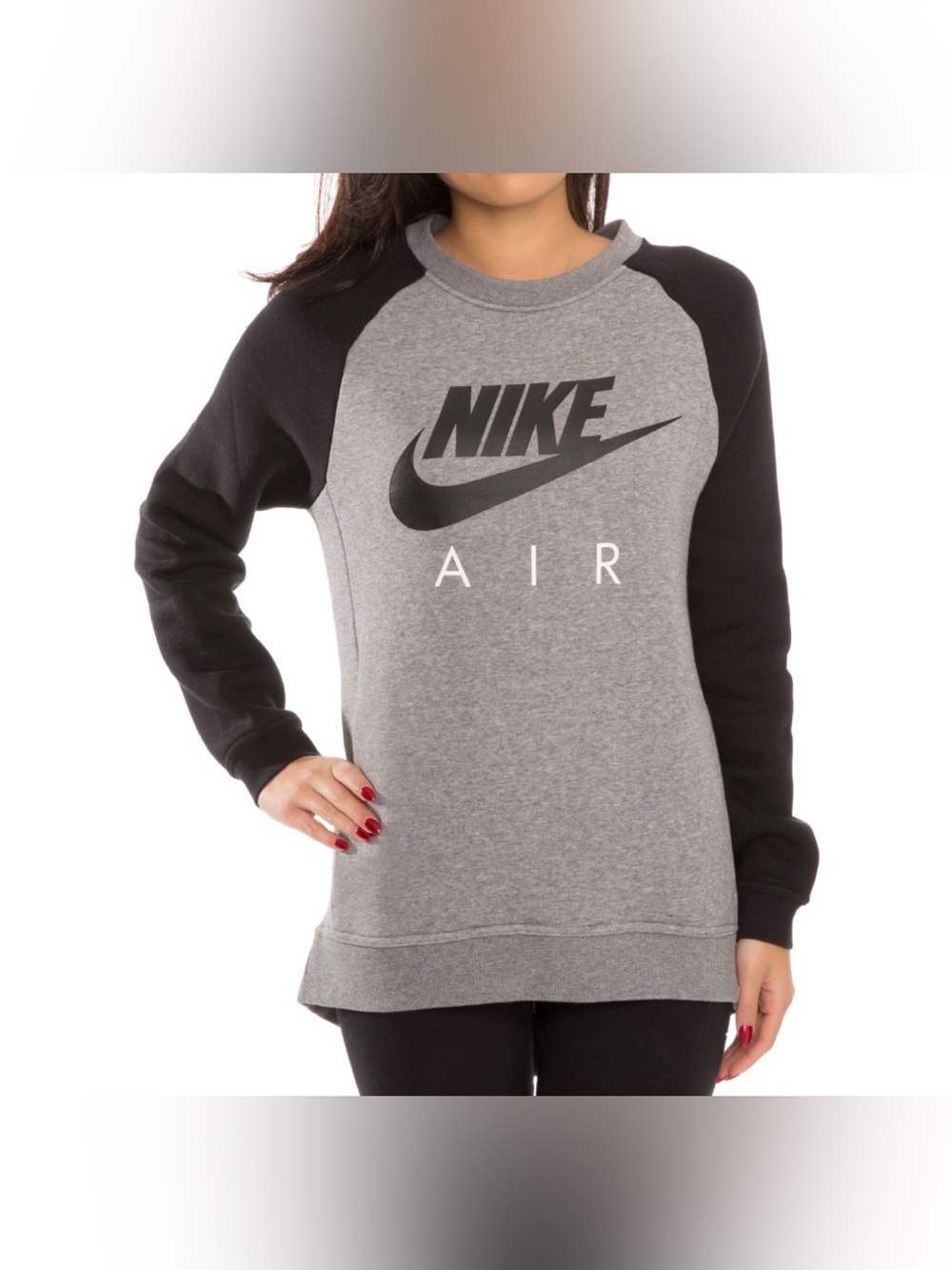 Nike Women's Grey and Black Air Pullover Sweatshirt size small